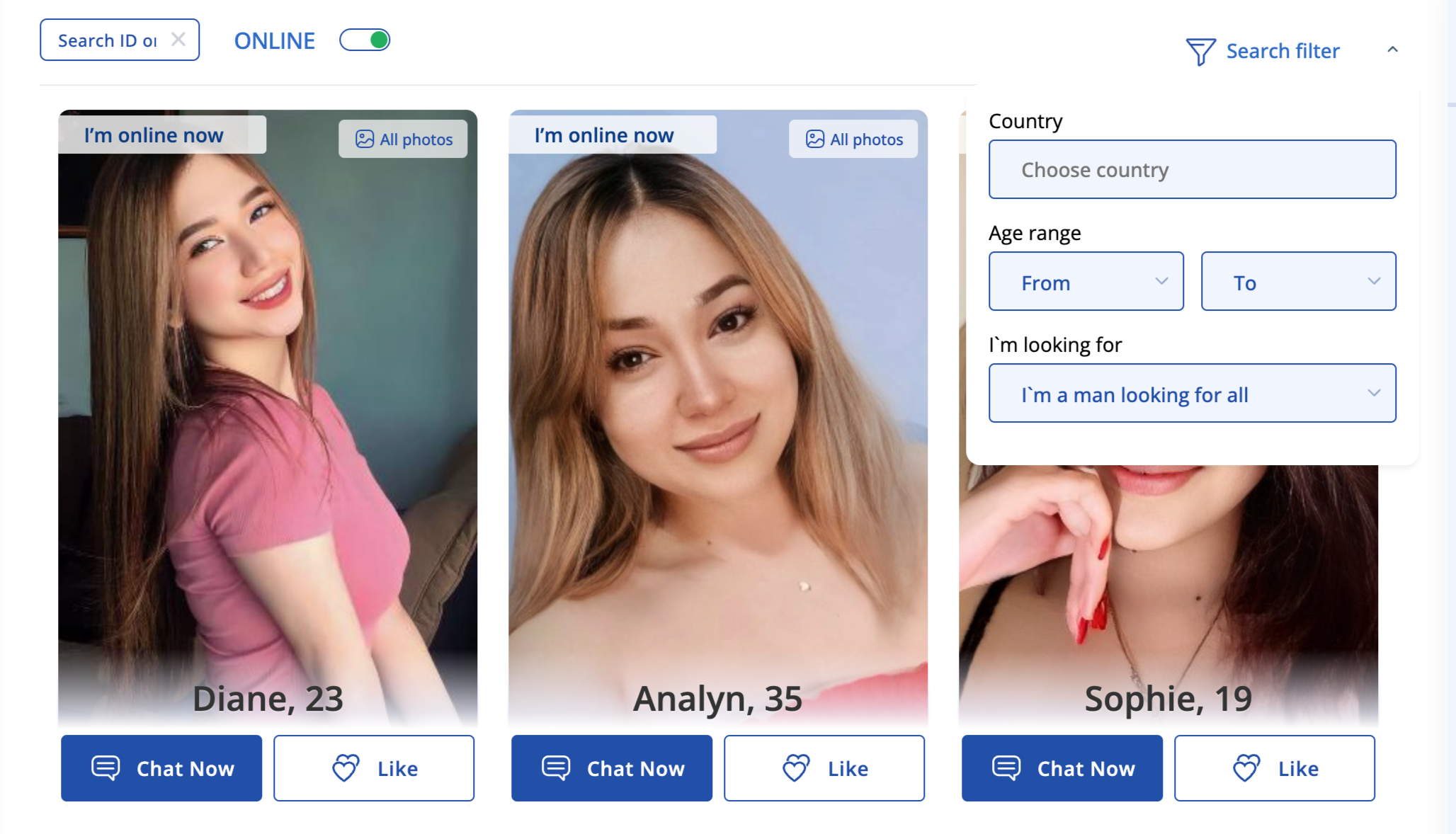 Search features on SakuraDate