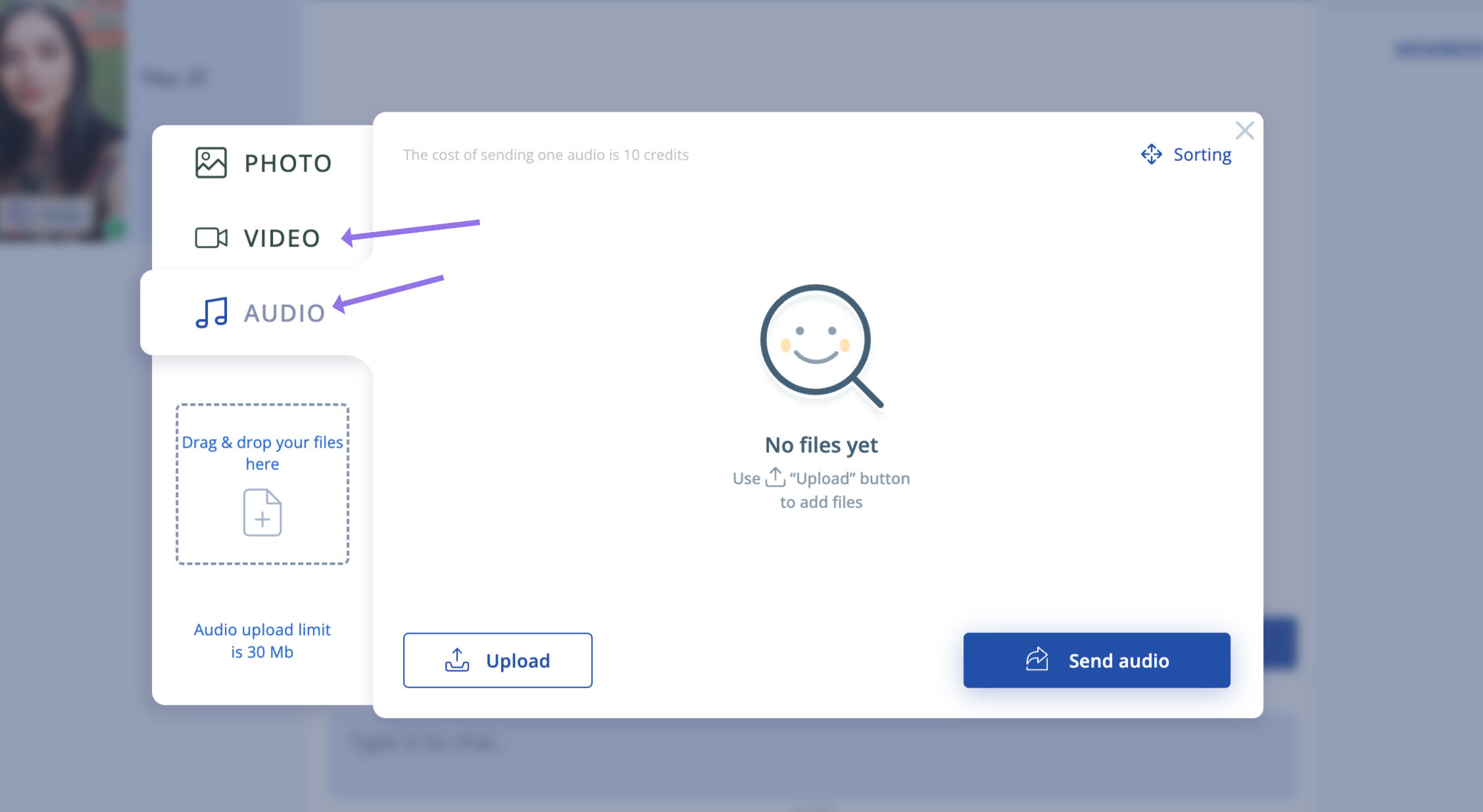 Special features like audio & video messaging