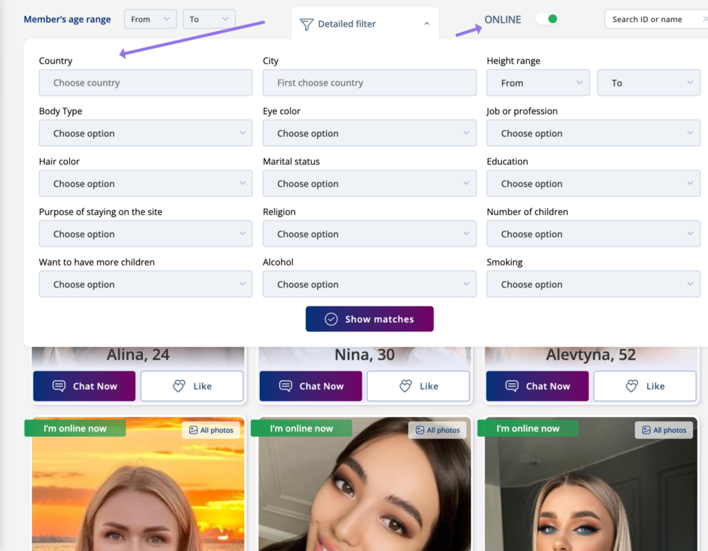 Basic search and detailed filter on SofiaDate